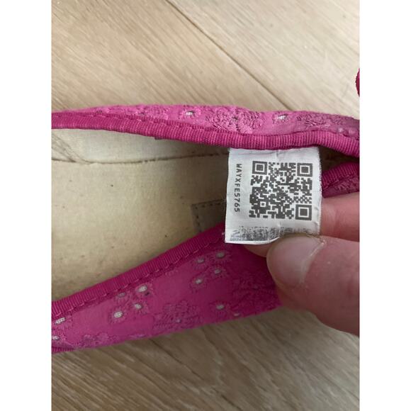 UGG espadrille ballet flats girls size 1 pink eyelet bow slip on comfort - Picture 6 of 7